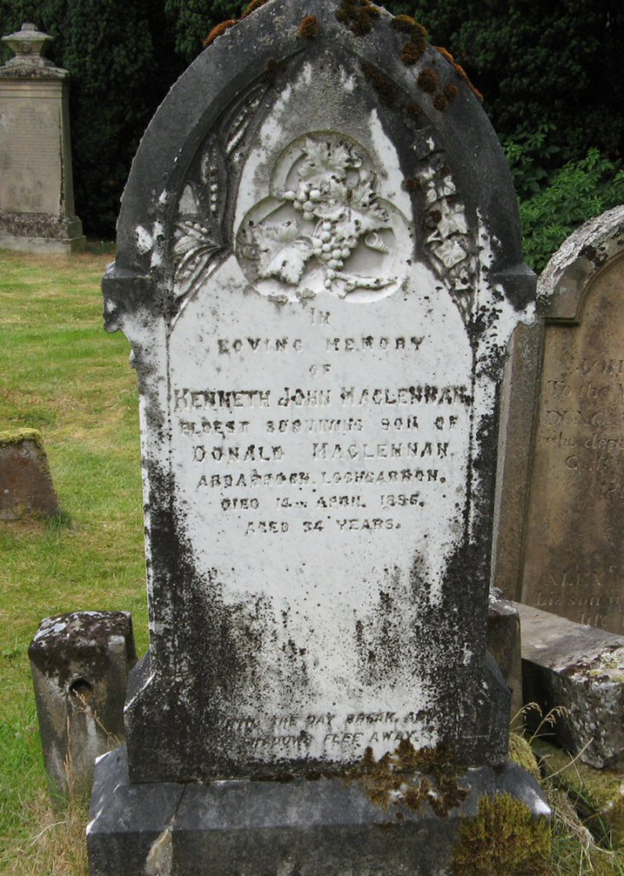 Photo of headstones/Kenneth John McLennan died 1896 MI Garve Old